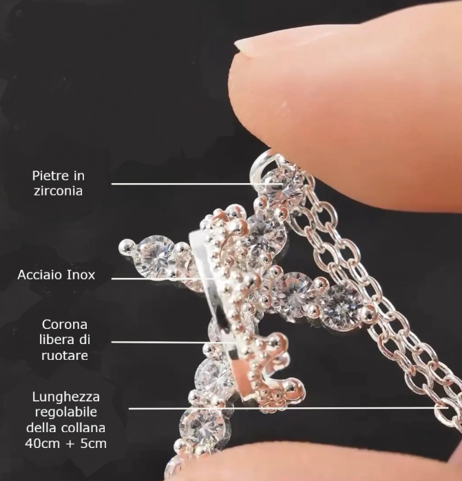 Forever - collana con pendente Croce & Corona